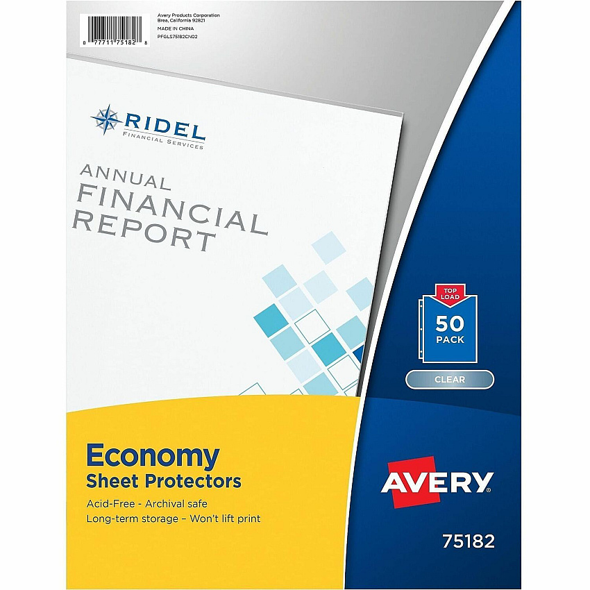 Avery&reg; Economy Clear Sheet Protectors 50 x Sheet Capacity - For Letter 8 1/2" x 11" Sheet - 3 x Holes - 3 x Rings - Ring Binder - Top Loading - Clear - Polypropylene - 50/Bag - 10 / Carton (75182)