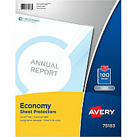 Avery&reg; Economy Clear Sheet Protectors Sheet Capacity - For Letter 8 1/2" x 11" Sheet - 3 x Holes - Ring Binder - Top Loading - Clear - Polypropylene - 100/Pack - 5 / Carton (75183)