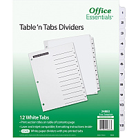Avery&reg; Table 'n Tabs White Tab Numbered Dividers 288 x Divider(s) - 288 Tab(s) - 1-12 - 12 Tab(s)/Set - 8.5" Divider Width x 11" Divider Length - 3 Hole Punched - White Paper Divider - Black Paper, White Tab(s) - 12/Pack - 1 Carton (24883)