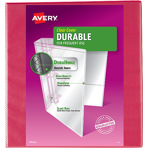 Avery&reg; DuraHinge Durable View Binder 2" Binder Capacity - Letter - 8 1/2" x 11" Sheet Size - 530 Sheet Capacity - 3 Ring - Fastener: Slant Ring - Pocket: 2 - Polypropylene - Recycled - Pocket, Durable, Tear Resistant, Flexible, Split Resistant (17817)