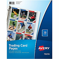 Avery&reg; Trading Card Pages 90 x Trading Card Capacity - 3 x Rings - Ring Binder - Clear - 10/Pack - 1 Carton (76016)