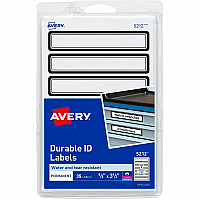 Avery&reg; Durable ID Labels 5/8" Widthss x 3 1/2" Length - Permanent Adhesive - Rectangle - Matte - White - Blue Border - Film - Water Resistant - 7 / Sheet - 5 Total Sheets - 630 Total Label(s) - 35/Pack - 18 / Carton (05212)