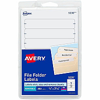 Avery&reg; Removable File Folder Labels 21/32" Widthss x 3 7/16" Length - Removable Adhesive - Rectangle - Laser, Inkjet - White - Paper - 7 / Sheet - 648 Total Sheets - 4536 Total Label(s) - 252/Pack - 1 Carton (05230)