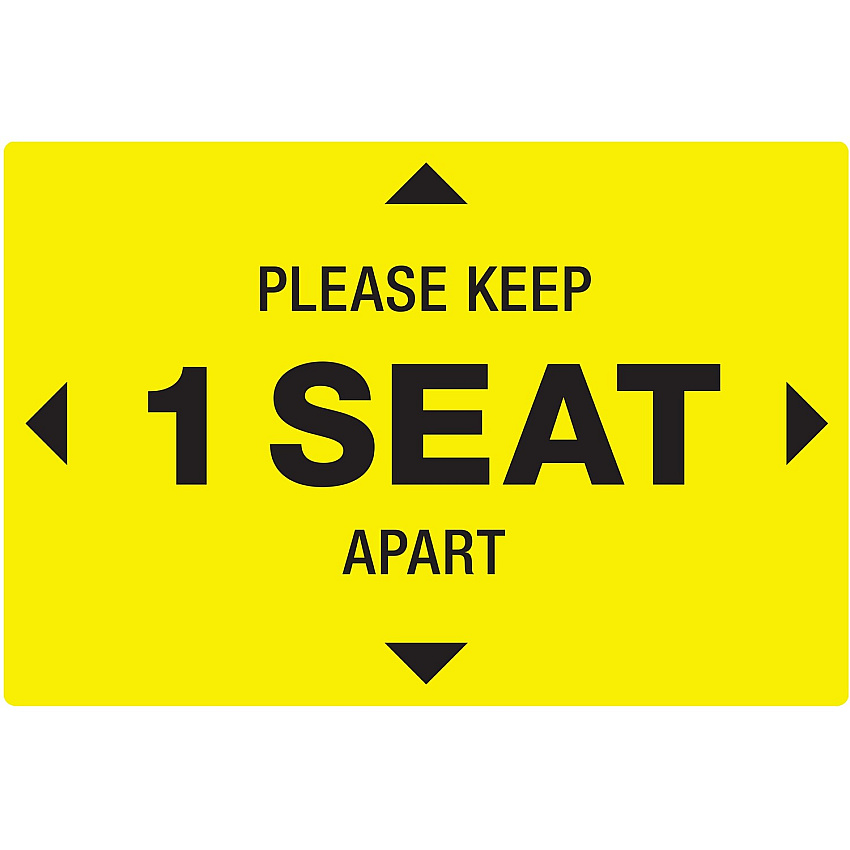 Avery&reg; Surface Safe PLEASE KEEP 1 SEAT APART Decals Print/Message "Please Keep 1 Seat Apart" - 4" Width x 6" Height - Rectangular Shape - Water Resistant, Pre-printed, Chemical Resistant, Abrasion Resistant, Tear Resistant, Durable, UV Resista (83073)