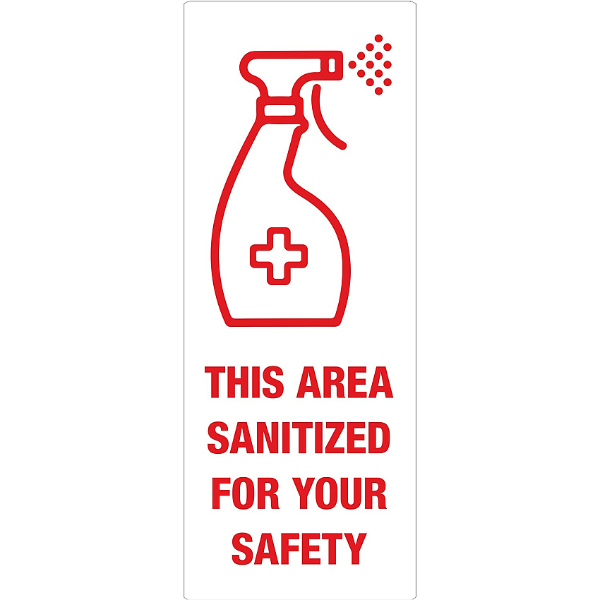 Avery&reg; Surface Safe THIS AREA SANITIZED Decals Print/Message "This Area Sanitized" - Rectangular Shape - Water Resistant, Pre-printed, Chemical Resistant, Abrasion Resistant, Tear Resistant, Durable, UV Resistant, Residue-free, Easy Peel, Anti (83080)