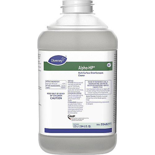 Diversey Alpha-HP Multi Disinfectant Cleaner 84.5 fl oz (2.6 quart) - Citrus Scent - Clear - 2 / Carton (5549211)