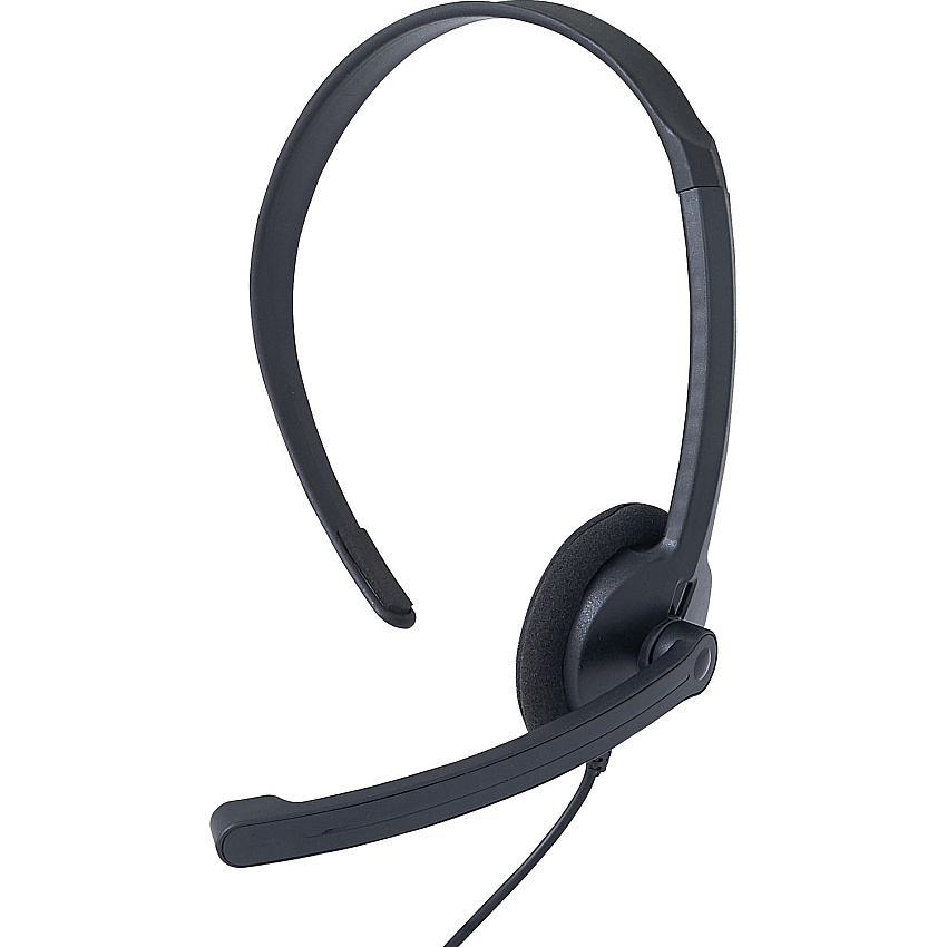 Verbatim Mono Headset with Microphone and In-Line Remote Mono - Mini-phone (3.5mm) - Wired - 32 Ohm - 20 Hz to 20 kHz - Over-the-head - Monaural - Circumaural - 5.25 ft Cable - Omni-directional Microphone (70722)