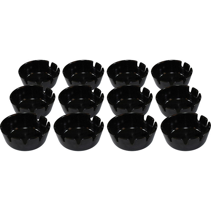 Impact Tabletop Ash Tray Round - Heat Resistant, Lightweight - 1.8" Height x 4.8" Width - Plastic - Black - 12 / Box (1007BX)