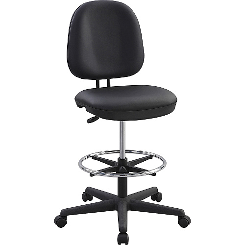 Lorell Contoured Back Stool Vinyl, Plastic Seat Material - Vinyl, Plastic Back Material - 5-star Base - Black - 1 Each (LLR62627)
