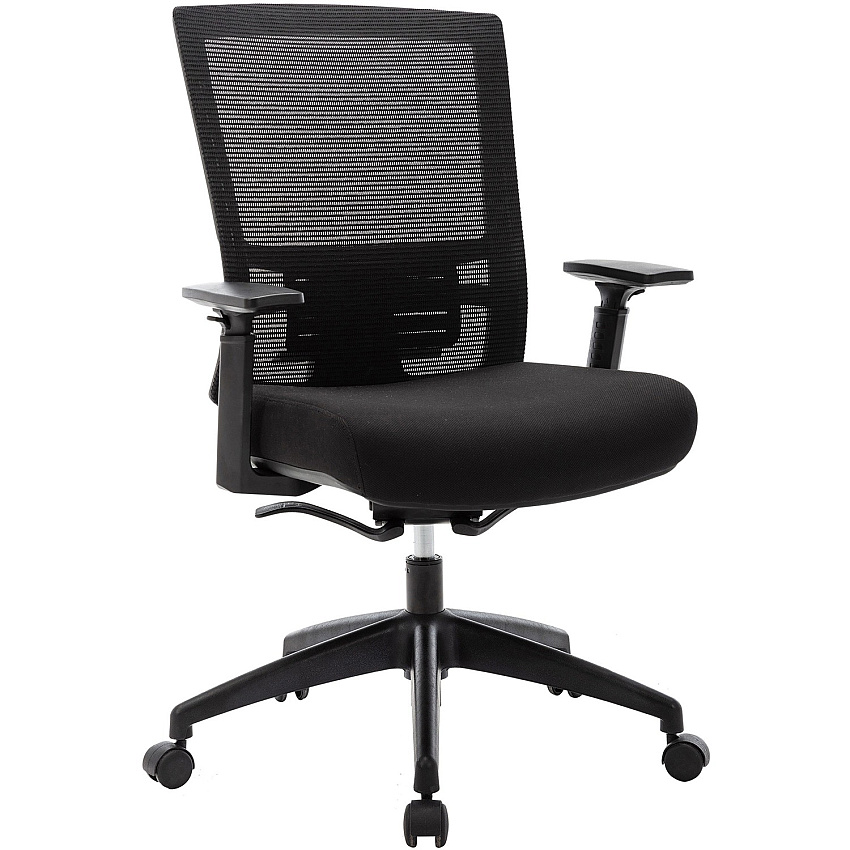 Lorell Mesh Mid-back Office Chair Fabric Seat Material - Mid Back - 5-star Base - Black - 1 Each (LLR62626)
