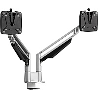 Novus CLU Duo 990+4019+000 Mounting Arm for Monitor - Silver 2 Display(s) Supported - 13" Screen Support - 30 lb Load Capacity - 75 x 100 - Aluminum, Metal, Plastic - 1 Carton (9904019000)
