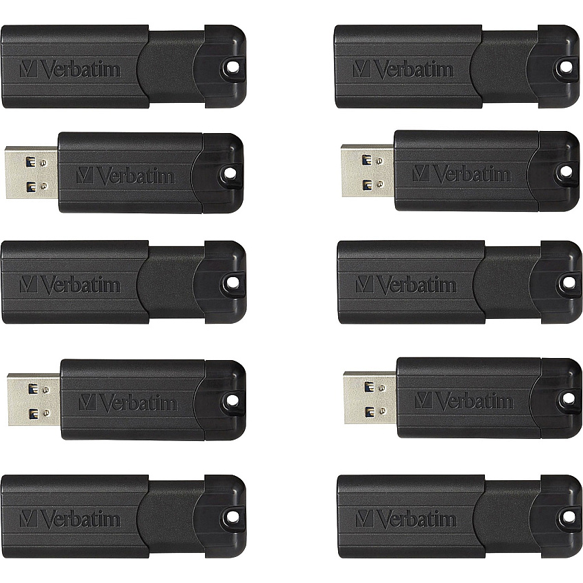 Microban 32GB PinStripe USB 3.2 Flash Drive Business Pack 32 GB - USB 3.2 (Gen 1) Type A - Black - Lifetime Warranty - 10 / Pack (70902)