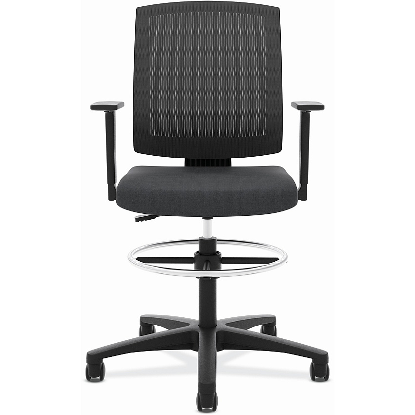 HON Torch Mesh Mid-Back Task Stool Black Seat Color - Foam, Plush, Polyester Seat Material - Black Back Color - Mesh Back Material - Black Frame Color - Mid Back - 5-star Base - Armrest - 1 Each (VL515LH10)
