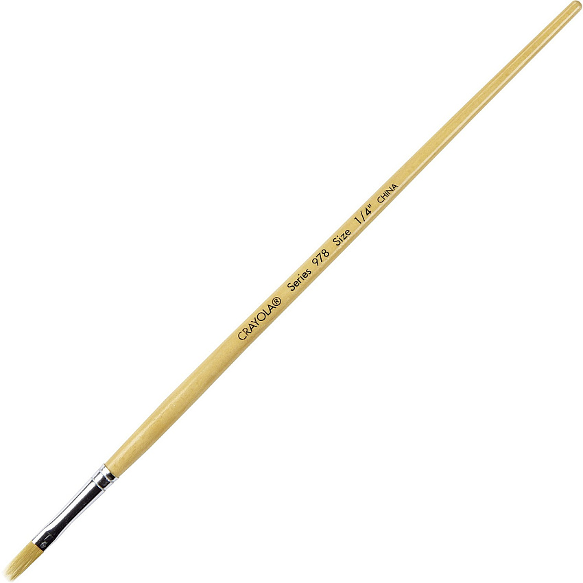 Crayola No. 978 Nylon Easel Brush Wood Handle - Aluminum Ferrule - 1 Dozen (50978004)