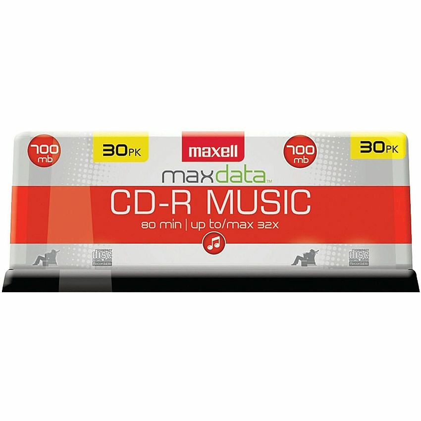 Maxell CD-R80 CD Recordable Media - CD-R - 32x - 700 MB - 30 Pack - Gold 120mm - 1.33 Hour Maximum Recording Time (625335)
