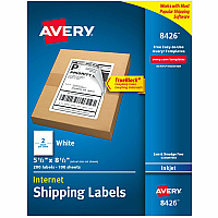 Avery&reg; Printable Shipping Labels, 5.5" x 8.5" , 200 Labels 5 1/2" Width x 8 1/2" Length - Permanent Adhesive - Rectangle - Inkjet - White - Paper - Jam-free, Smudge-free, Stick & Stay - 2 / Sheet - 100 Total Sheets - 200 Total Label(s) - 200 /  (8426)