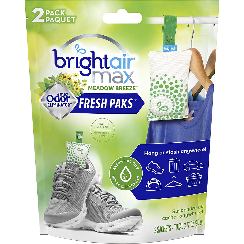 Bright Air Fresh Pak Sachets Meadow Breeze - Odor Neutralizer, Phthalate-free, Paraben-free, Formaldehyde-free, NPE-free, BHT Free - 2 / Pack (900610)
