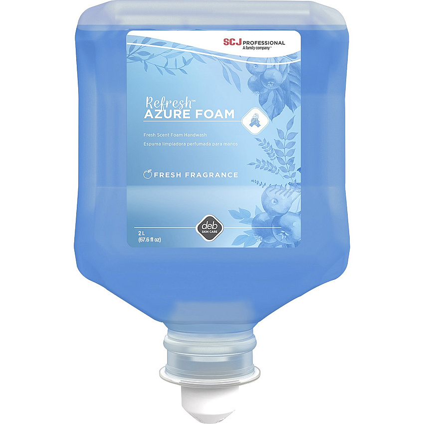 SC Johnson Refresh Azure Foam Hand Soap Fresh Apple Scent - 2.11 quart - Dirt Remover, Kill Germs - Hand, Daycare, Office - Moisturizing - Blue - Biodegradable, Non-toxic - 4 / Carton (AZU2LT)