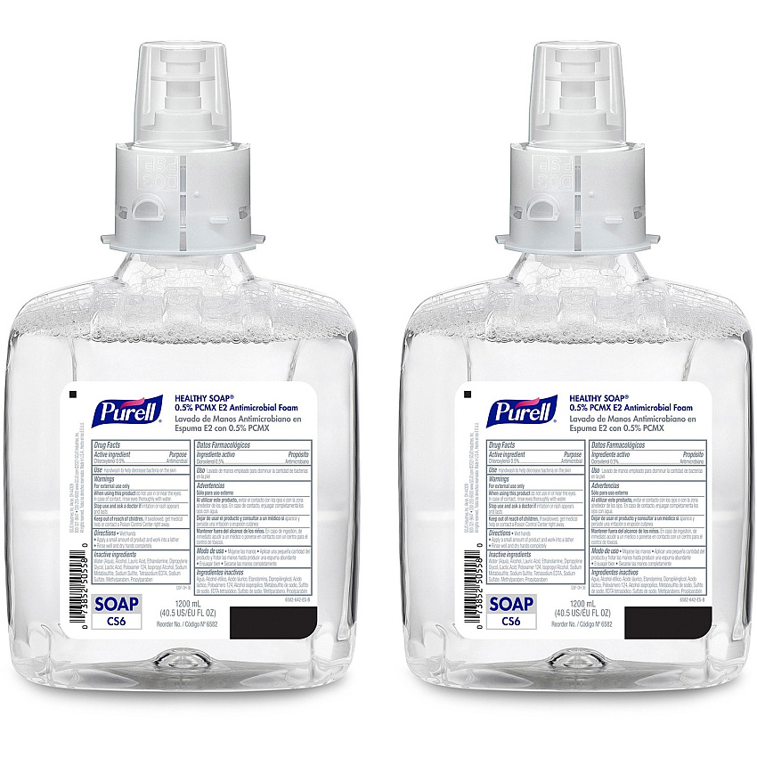 PURELL&reg; CS6 PCMX Antimicrobial E2 Hand Foam Light Floral Scent - 1.27 quart - Kill Germs, Bacteria Remover, Soil Remover, Oil Remover - Food Processing Industry, Hand - Dye-free, Fragrance-free, Hygienic - 2 / Carton (658202)