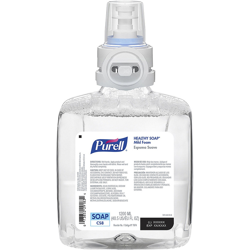 PURELL&reg; CS8 Refill HEALTHY SOAP Mild Foam Fresh Fruit Scent - 1.27 quart - Dirt Remover, Kill Germs - Hand, Skin - Moisturizing - Dye-free, Fragrance-free, Bio-based - 2 / Carton (787402)
