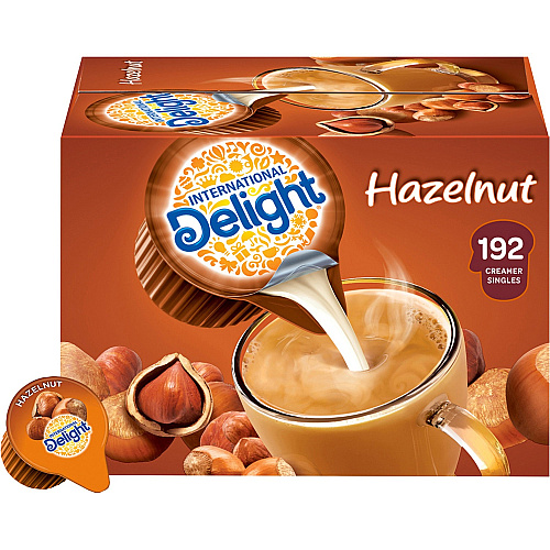 International Delight Hazelnut Liquid Creamer Singles Hazelnut Flavor - 0.50 fl oz (15 mL) - 192 / Carton (101522)