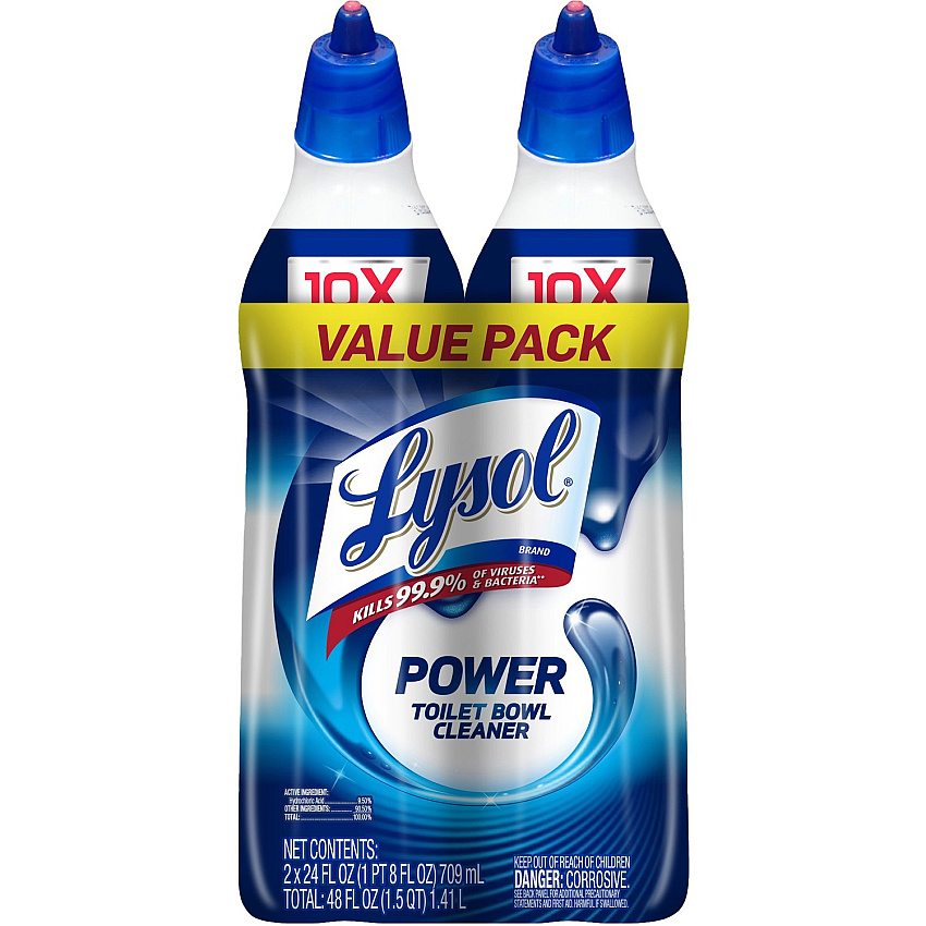 Lysol Toilet Bowl Cleaner 24 oz (1.50 lb) - Atlantic Fresh Scent - Disinfectant - Blue Bottle - 2 / Pack (98016)