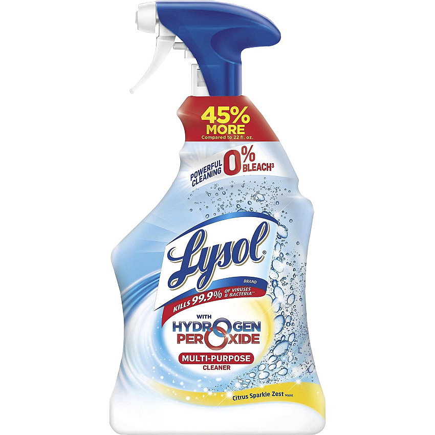 Lysol Hydrogen Peroxide Cleaner 32 fl oz (1 quart) - Citrus Scent - Residue-free, Long Lasting, Easy to Use, Bleach-free, Disinfectant Spray Bottle - 1 Each (89289)