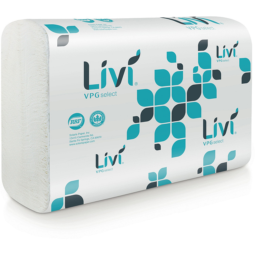 Livi&reg; Select Multifold Paper Towels, 1-Ply, White, 4000 Towels 1 Ply - Multifold - 9.06" Width x 9.45" Length - Emboss Pattern - White - Virgin Fiber - 250/Pack - 16 / Carton (43514)