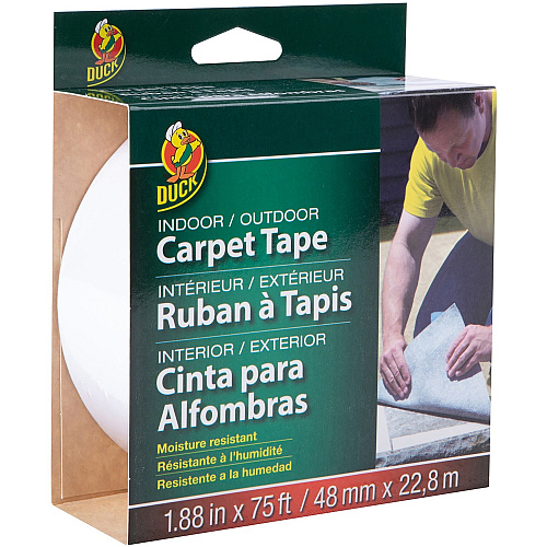 Duck Brand Indoor/Outdoor Carpet Tape 25 yd Length x 1.88" Width - White - 1 Roll (286372)