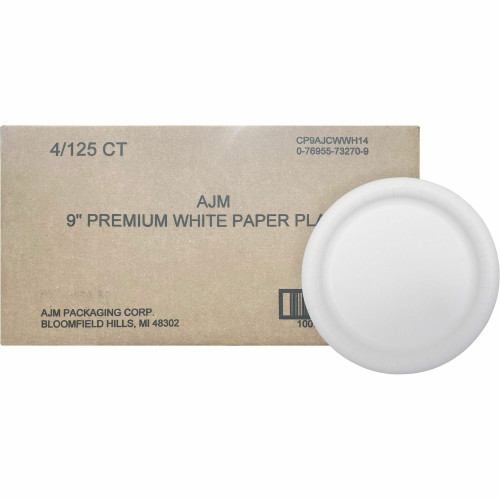AJM Coated Paper Dinnerware Plates (CP9AJCWWH1)
