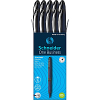Schneider One Business Rollerball 0.6 mm Medium Pen Point - Black Ink - Black, Dark Blue Barrel - 10 / Pack (183001)