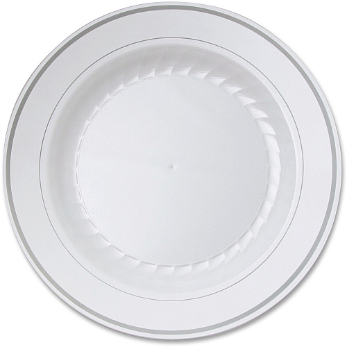 Masterpiece 10-1/4" Heavyweight Plates Picnic, Party - Disposable - 10.3" Diameter - White - Plastic Body - 10 / Pack (RSMP101210)