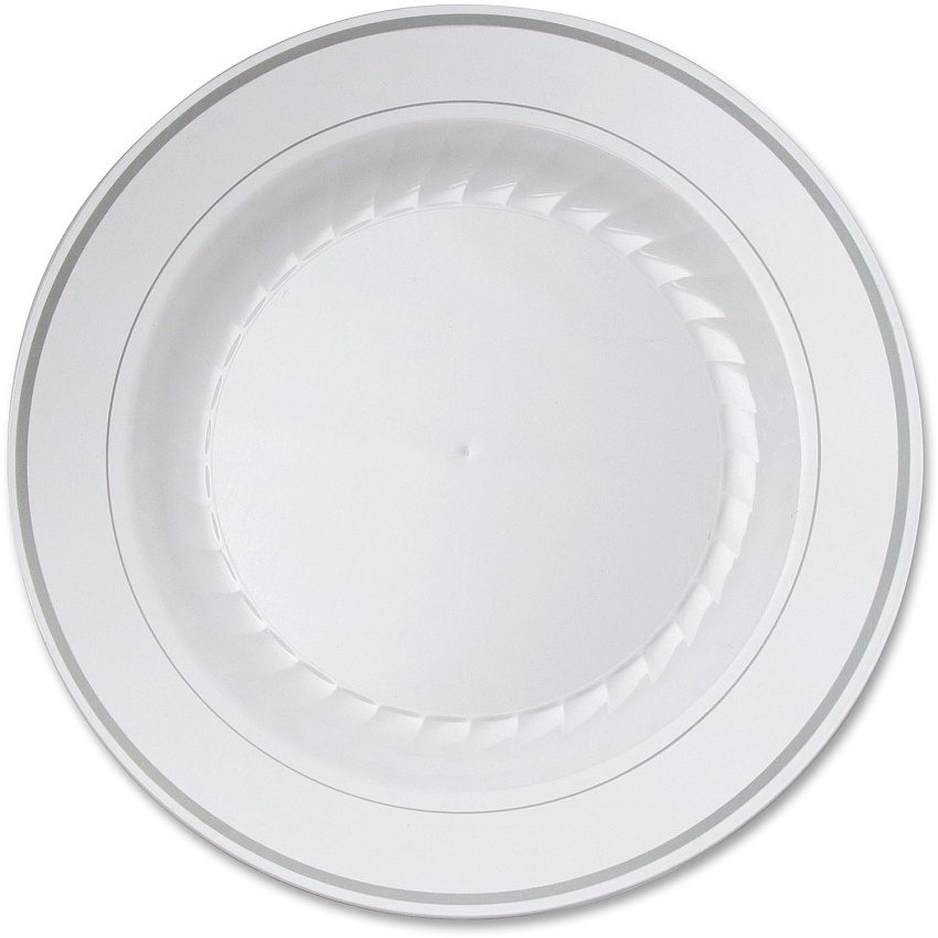 Masterpiece 10-1/4" Heavyweight Plates Picnic, Party - Disposable - 10.3" Diameter - White - Plastic Body - 10 / Pack (RSMP101210)