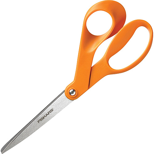 Fiskars Original Orange-handled Scissors 8" Overall Length - Stainless Steel - Bent Tip - Gray - 1 Each (1945101045)