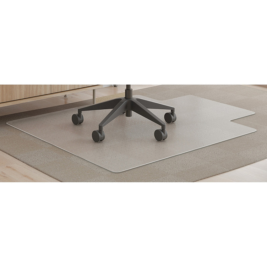 Deflecto SuperMat+ Chairmat Medium Pile Carpet, Home Office, Commercial - 53" Length x 45" Width x 0.500" Thickness - Rectangular - Polyvinyl Chloride (PVC) - Clear - 1 / Carton (CM14232AMCOM)
