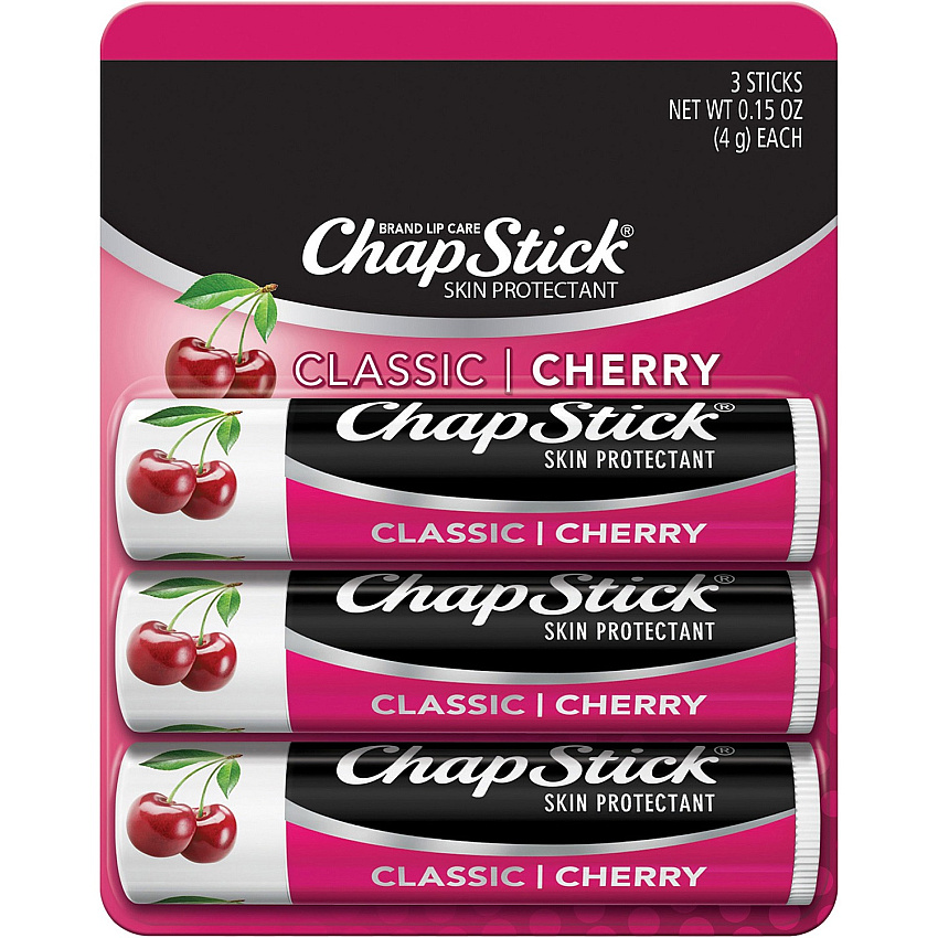 ChapStick Classic Cherry Lip Balm 0.15 oz (4.3 g) - Cherry - Pack - Applicable on Lip - Skin - Portable - 1 Each (70530)