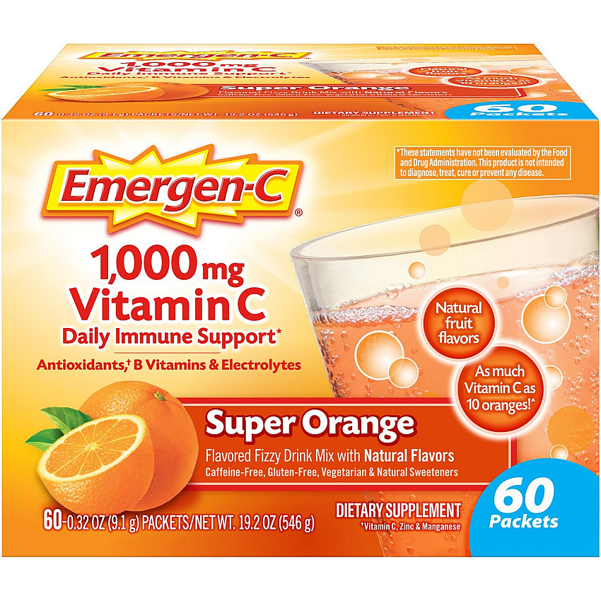 Emergen-C Super Orange Vitamin C Drink Mix For Immune Support - Super Orange - 1 Each - 60.0 Per Box (30213)