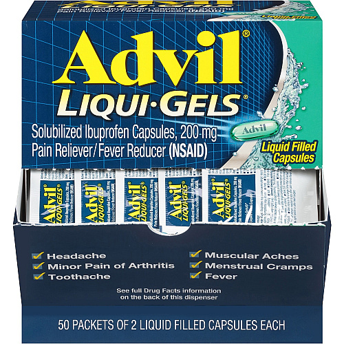 Advil Liqui-Gels For Pain, Headache, Backache, Menstrual Cramp, Joint Pain, Fever - 50/Box - 1 Each (16902)