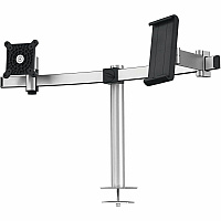DURABLE Desk Mount for Monitor, Curved Screen Display, Tablet - Silver Height Adjustable - 1 Display(s) Supported - 38" Screen Support - 17.64 lb Load Capacity - Aluminum, Plastic - 1 Each (508823)