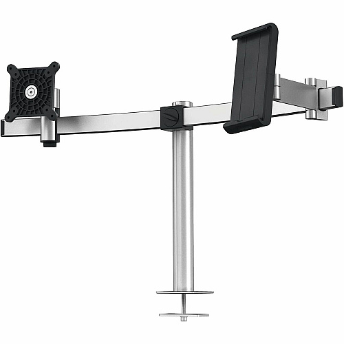 DURABLE Desk Mount for Monitor, Curved Screen Display, Tablet - Silver Height Adjustable - 1 Display(s) Supported - 38" Screen Support - 17.64 lb Load Capacity - Aluminum, Plastic - 1 Each (508823)