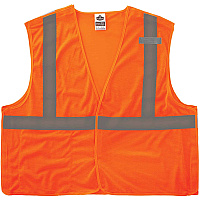 Ergodyne 8215BA Breakaway Mesh Vest Recommended for: Construction, Emergency, Warehouse, Baggage Handling - 4-Xtra Large/5-Xtra Large - Hook & Loop Closure - Polyester Mesh - Orange - High Visibility, Machine Washable, Breathable, Lightweight, Poc (21069)