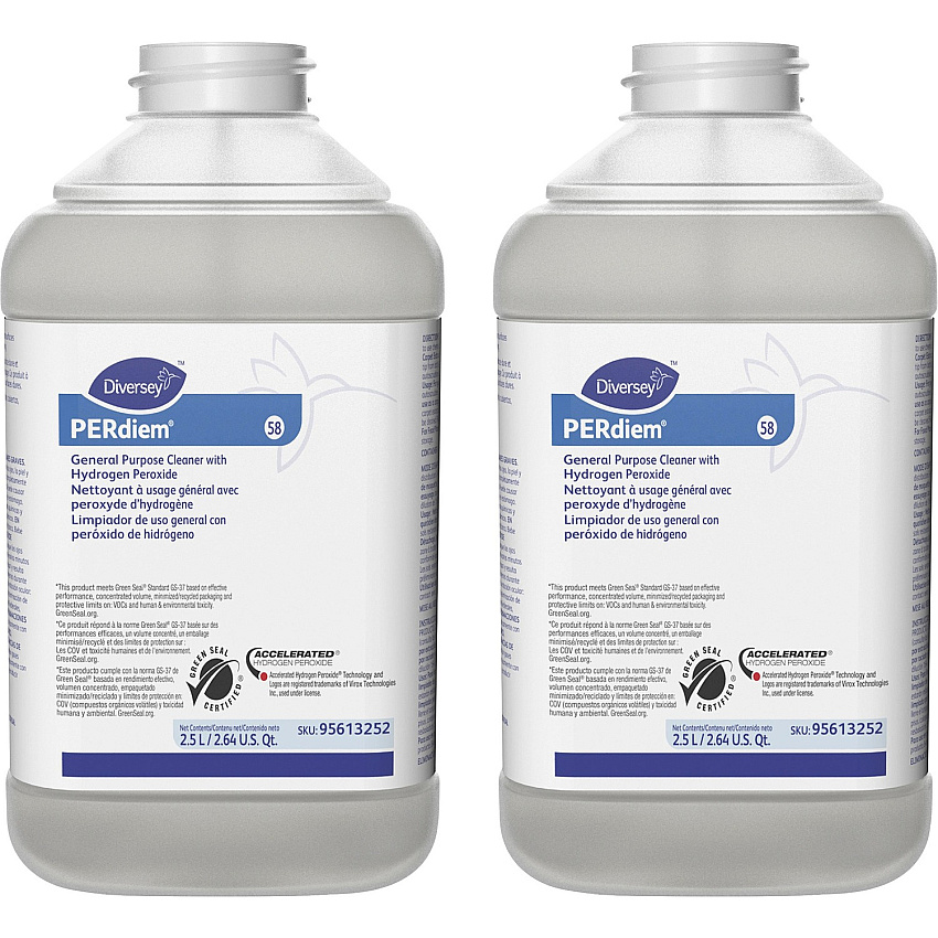 PERdiem General Purpose Cleaner with Hydrogen Peroxide Concentrate - 84.5 fl oz (2.6 quart) - Heavy Duty, Dilutable, Phosphorous-free, Odorless, Color-free, Dye-free, Fragrance-free, Kosher - Clear Bottle - 2 / Carton (95613252CT)