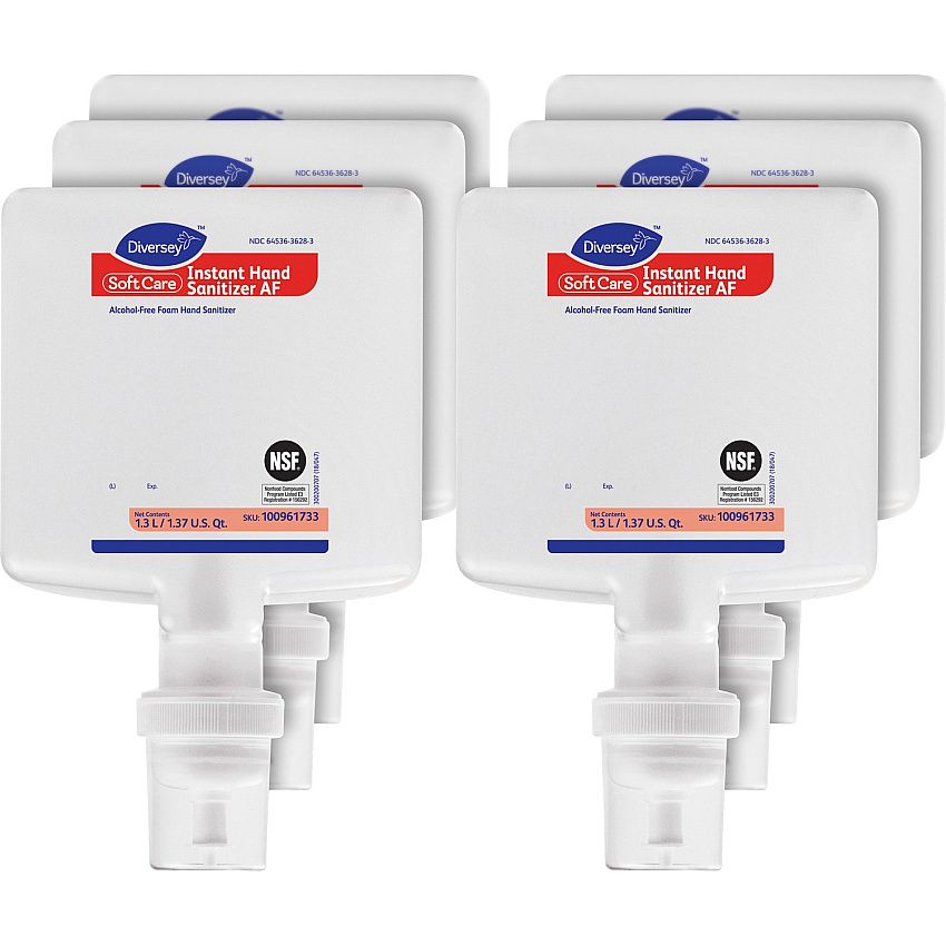 Diversey Soft Care Hand Sanitizer Refill Fresh Scent - 1.37 quart - Kill Germs - Hand, Skin, Food Handling, Restroom, School, Healthcare, Office, Fitness Club, Prison - Clear - Non-sticky, Anti-irritant, Dye-free, Residue-free - 6 / Carton (100961733CT)