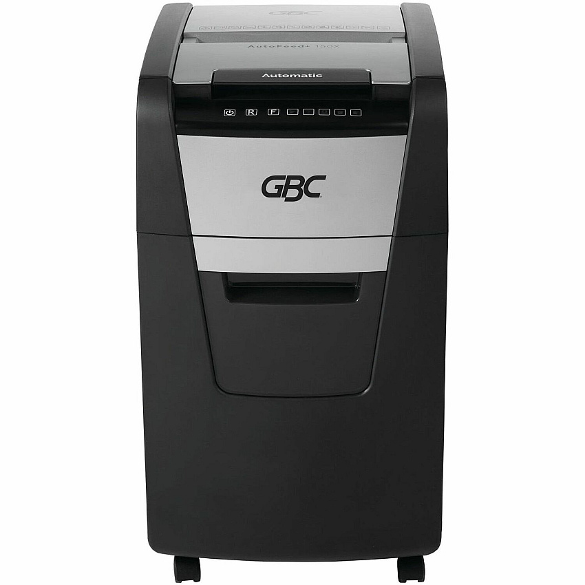 GBC AutoFeed+ Home Office Shredder, 150X, Super Cross-Cut, 150 Sheets Continuous Shredder - Super Cross Cut - 8 Per Pass - for shredding Credit Card, Paper Clip, Staples, Paper - P-4 - 30 Minute Run Time - 11.60 gal Wastebin Capacity - Black (WSM1757604)