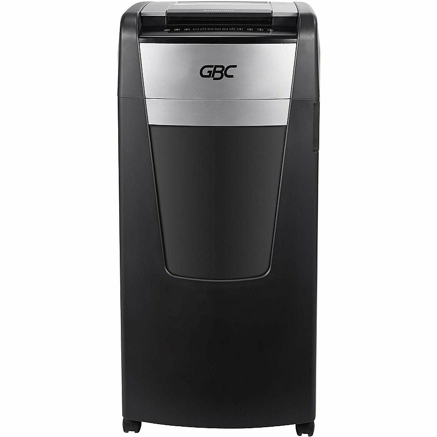 GBC AutoFeed+ Large Office Shredder, 750X, Super Cross-Cut, 750 Sheets Continuous Shredder - Super Cross Cut - 20 Per Pass - for shredding Credit Card, Paper Clip, Staples, Paper - P-4 - 4 Hour Run Time - 37 gal Wastebin Capacity - Black - 1  (WSM1757612)