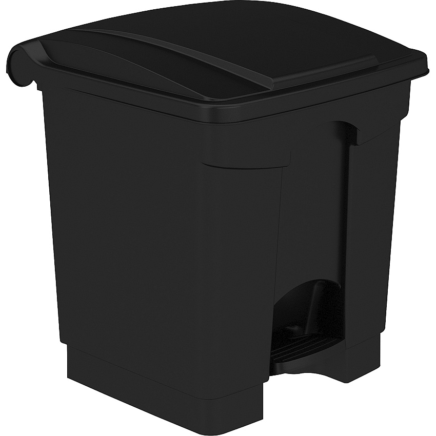 Safco Plastic Step-on Waste Receptacle 8 gal Capacity - Easy to Clean, Foot Pedal, Lightweight - 17.3" Height x 16" Width x 16" Depth - Plastic - Black - 1 / Carton (9924BL)