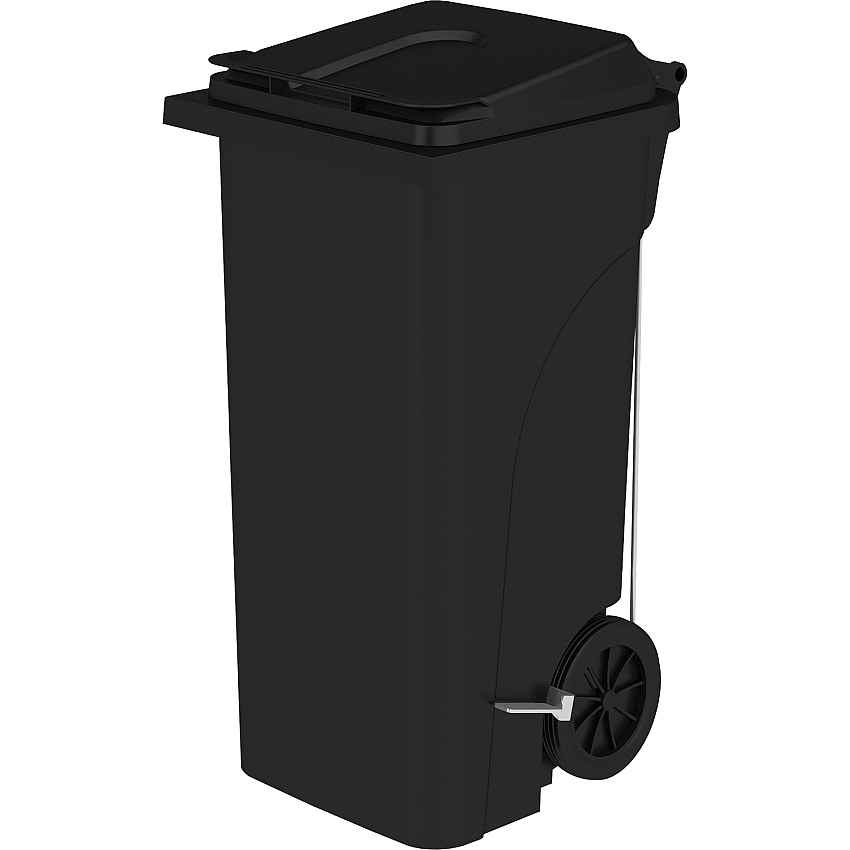 Safco 32 Gallon Plastic Step-On Receptacle 32 gal Capacity - Easy to Clean, Foot Pedal, Lightweight, Handle, Wheels, Mobility - 37" Height x 21.3" Width x 20" Depth - Plastic - Black - 1 Each (9926BL)