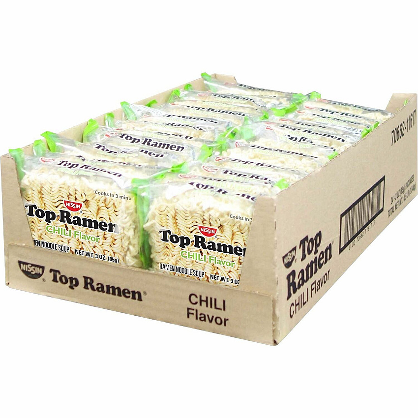 NISSIN FOODS Top Ramen Chili Flavor 3 oz - Chili - 24 / Carton (11617)