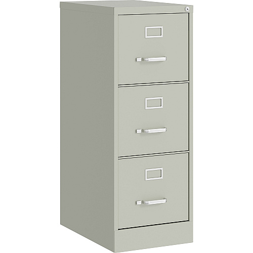 Lorell Fortress Series 22" Commercial-Grade Vertical File Cabinet 15" Width x 22" Depth x 40.2" Height - 3 x Drawer(s) for File - Letter - Vertical - Ball-bearing Suspension, Removable Lock, Pull Handle, Wire Management - Light Gray - Steel - R (LLR42298)