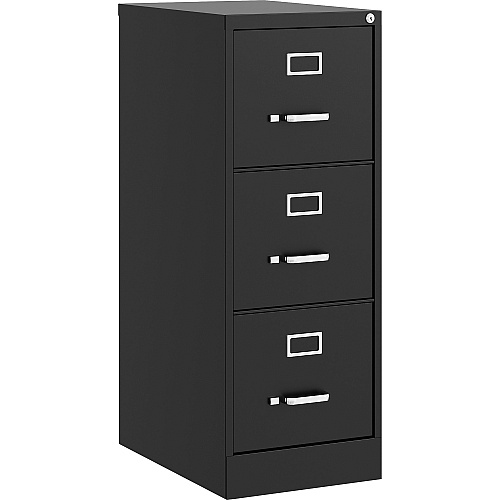 Lorell Fortress Series 22" Commercial-Grade Vertical File Cabinet 15" Width x 22" Depth x 40.2" Height - 3 x Drawer(s) for File - Letter - Vertical - Ball-bearing Suspension, Removable Lock, Pull Handle, Wire Management - Black - Steel - Recycl (LLR42297)